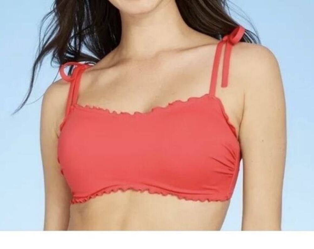 NWT $32 Shade & Shore Coral underwire bikini top size 36B